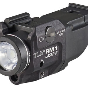 Streamlight 69446 TLR-1 RM w/Laser Black Anodized Aluminum, 500 Lumens White LED Bulb/Red Laser, 210 Meters Beam, Picatinny Rail Mount