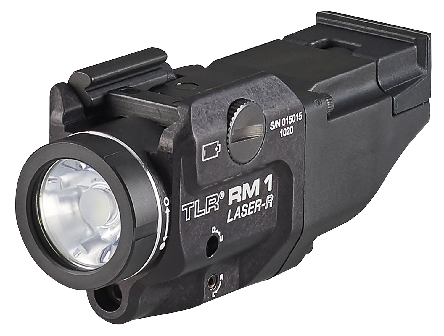 Streamlight 69446 TLR-1 RM w/Laser Black Anodized Aluminum, 500 Lumens White LED Bulb/Red Laser, 210 Meters Beam, Picatinny Rail Mount