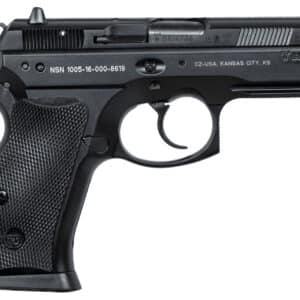 CZ-USA 91199 P-01 Compact Frame 9mm Luger 15+1 3.75" Black Steel Barrel, Black Steel Serrated Slide, Black Polycoat Aluminum Frame w/Beavertail, Black Rubber Grip, Right Hand