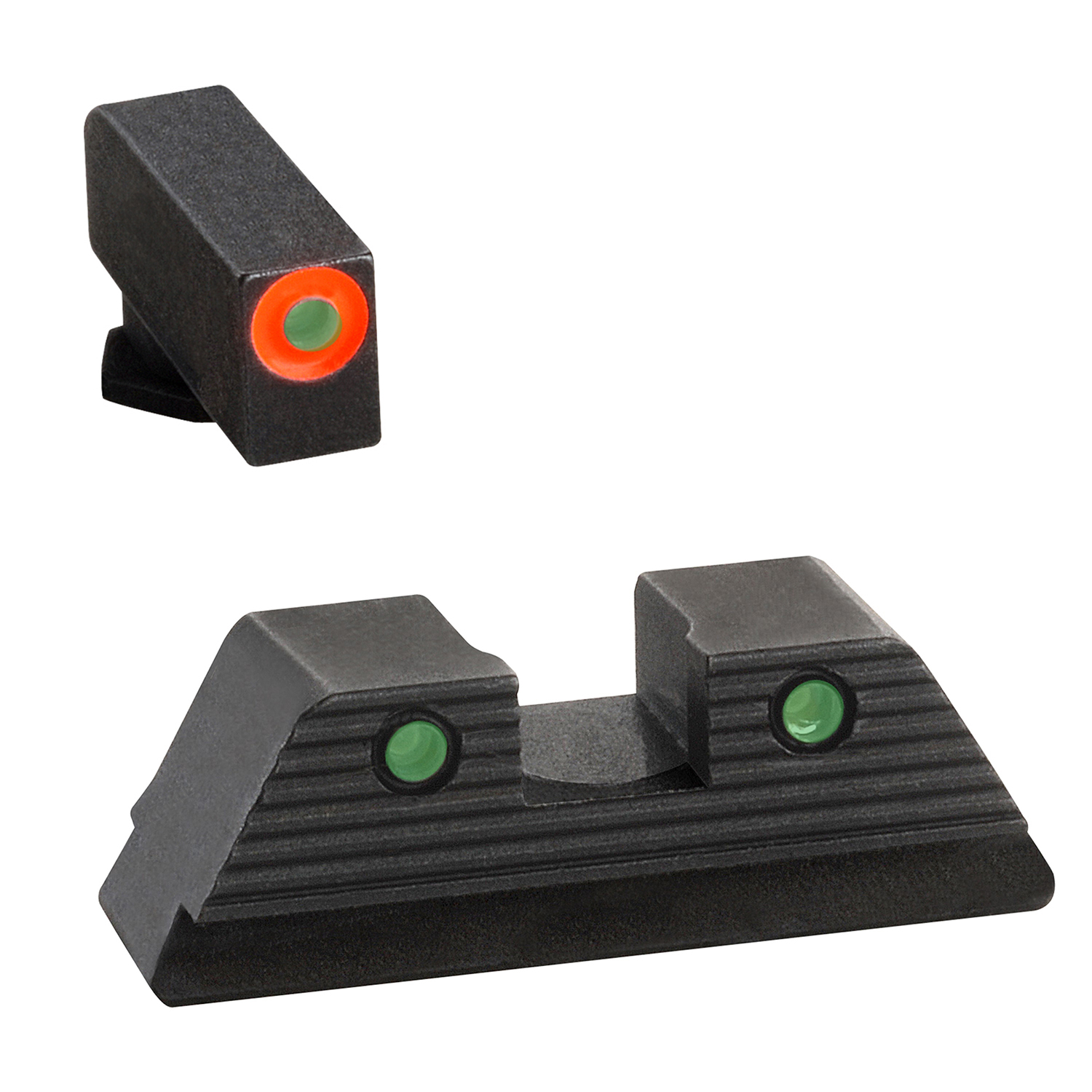 AmeriGlo GL818 Trooper Sight Set for Glock Green Tritium Orange Outline Front Sight-Green Tritium Black Outline Rear Sight
