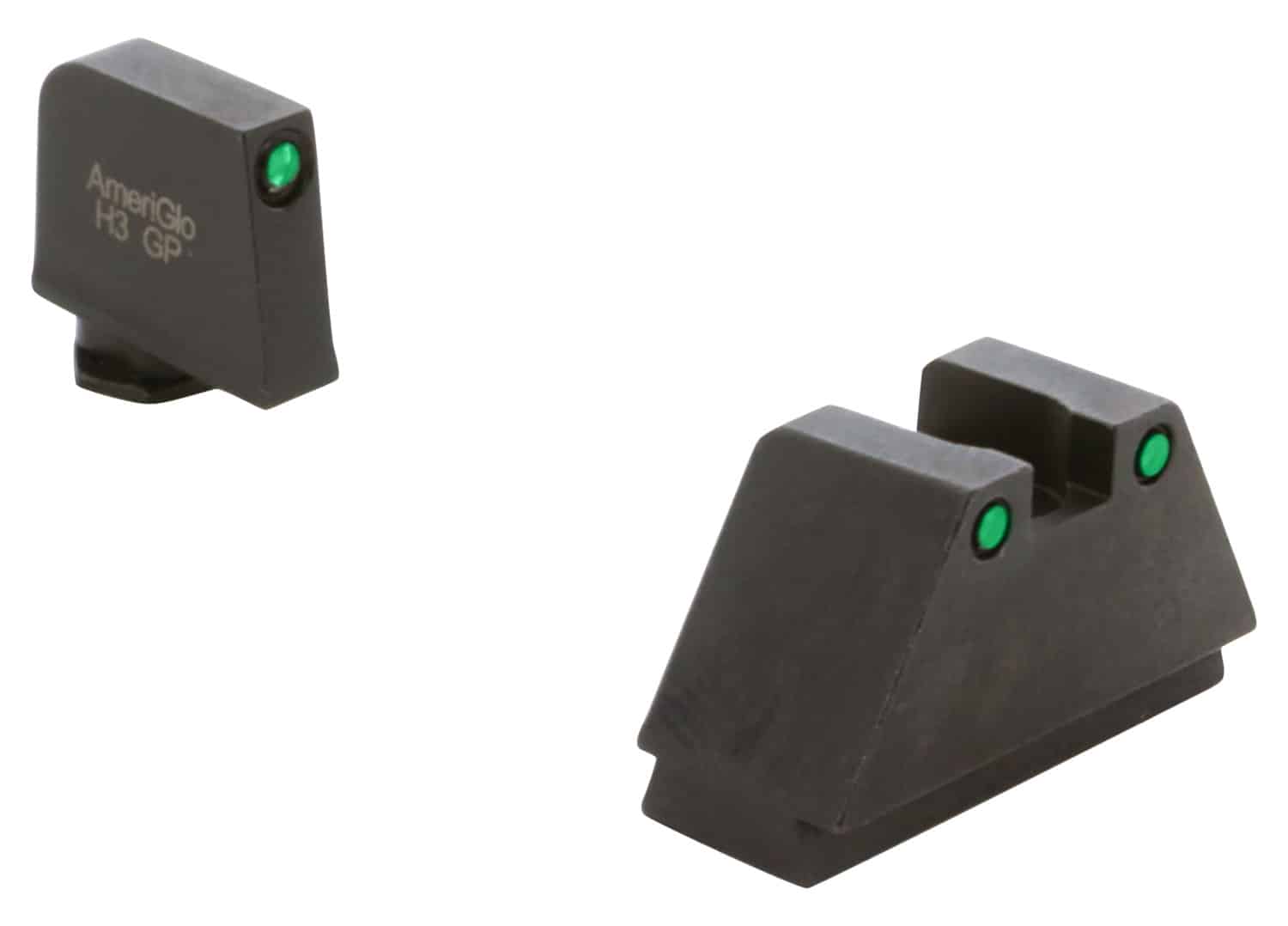 AmeriGlo GL815 Optic Compatible Sight Set for Glock 3XL Tall Green Tritium Black Outline Front Sight-Green Tritium Black Outline Rear Sight