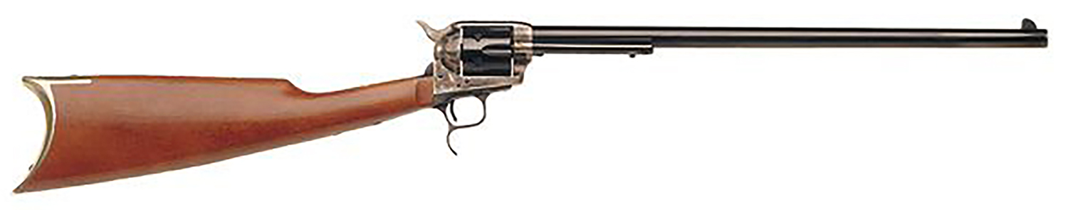 Cimarron MP419 Revolving Carbine  Full Size 45 Colt (Long Colt) 6 Shot 18" Blued Stainless Steel Barrel, Color Case Hardened Stainless Steel Receiver, Walnut Shoulder Stock, Right Hand