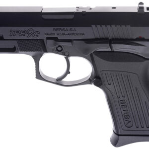 Bersa TPR9CM TPRC  Compact Frame 9mm Luger 13+1, 3.25" Black Manual Barrel, Matte Black Serrated Steel Slide & Aluminum Frame, Ambidextrous