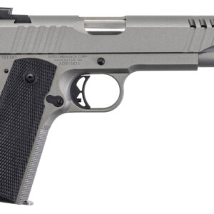Auto-Ordnance 1911TCAC6N 1911 A1  45 ACP 7+1 5" Savage Silver Cerakoate, Serrated/Ported Slide,  Black Rubber Grips, TruGlo Night Sights