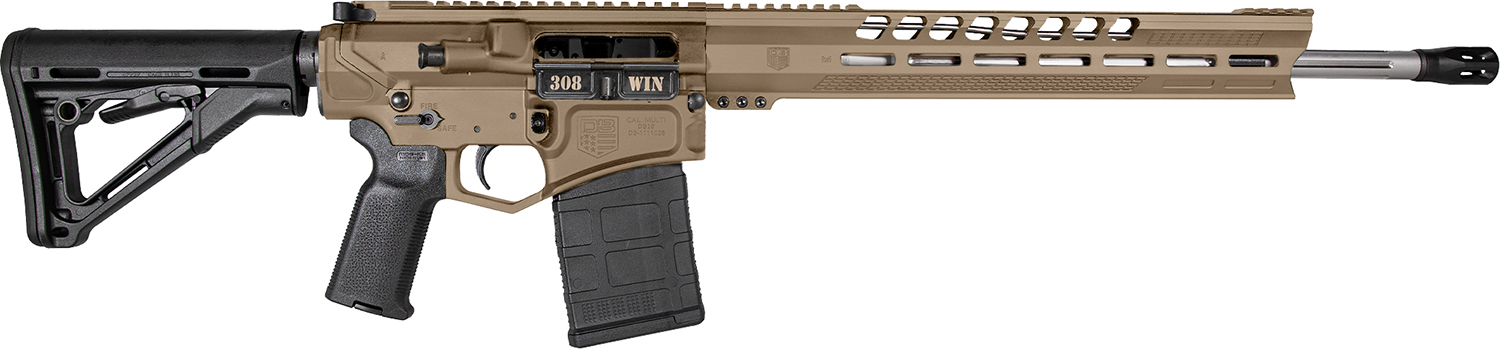 Diamondback DB1032C061 DB10 308 Win 18" 20+1 Flat Dark Earth Adjustable Magpul CTR Stock Black Magpul MOE K2 Grip with Black Gold Lower 15" M-Lok