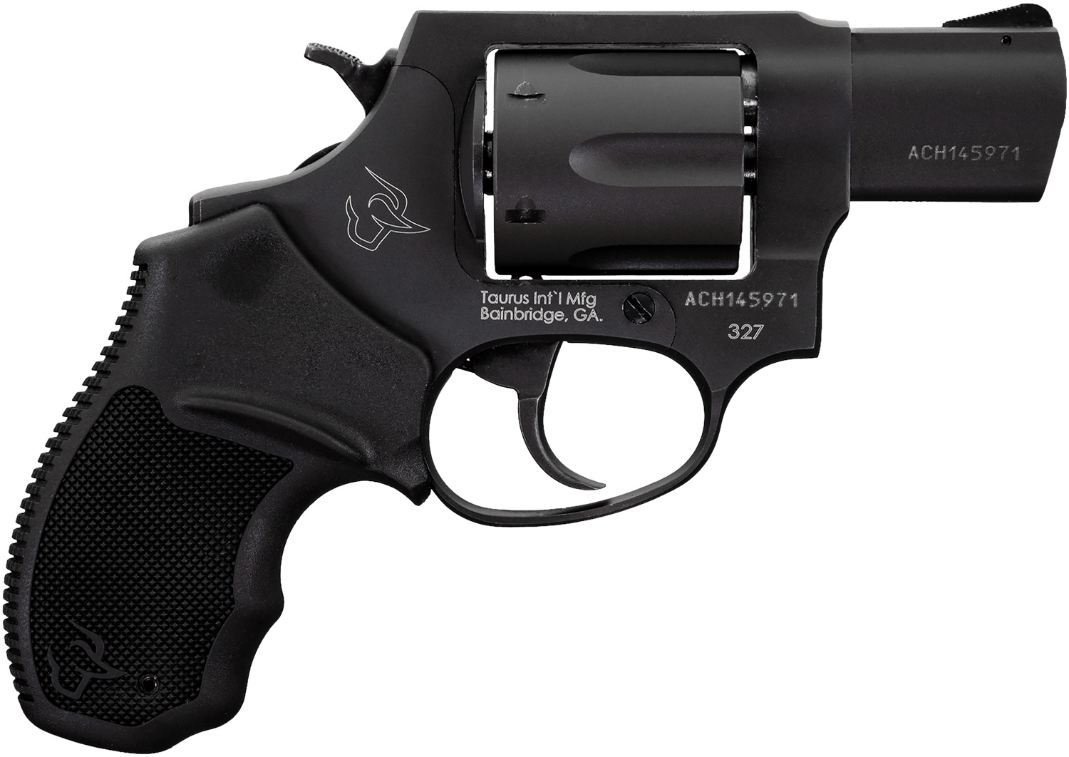 Taurus 232721 327 Small Frame 327 Federal Mag 6rd 2" Matte Black Carbon Steel Barrel, Cylinder & Frame, Black Finger Groove Rubber Grip, Hammer Safety