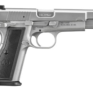 FN 66101116 High Power 9mm Luger 10+1 4.70" Black Target Crown Steel Barrel, Stainless PVD Serrated Steel Slide, Matte Stainless Steel Frame w/Beavertail, Black Textured Polymer Grip, Ambidextrous