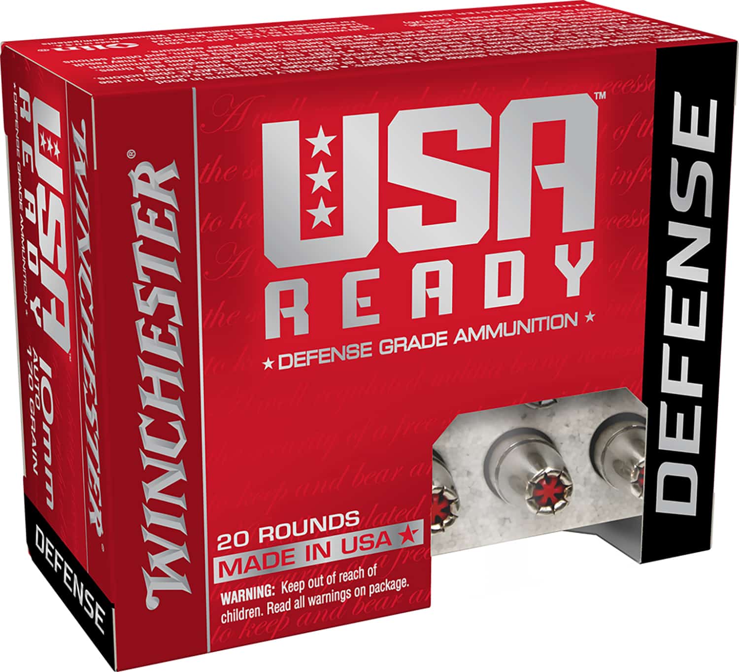 Winchester Ammo RED10HP USA Ready 10mmAuto 170gr Hex Vent Hollow Point 20 Per Box/10 Case