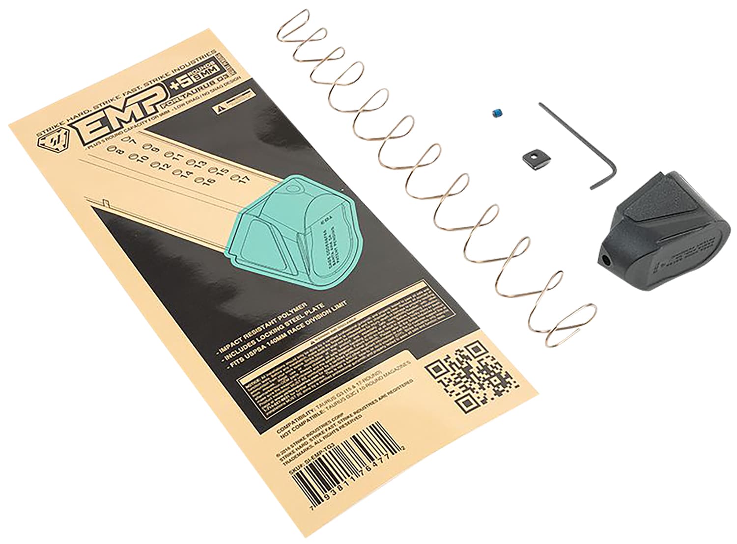 Strike Industries EMPTG3 Enhanced Magazine Plate Extended +5rd 9mm Luger Black Polymer for Taurus G3