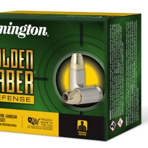 Remington Ammunition 27601 Golden Saber Defense 9mmLuger 124gr Brass Jacketed Hollow Point 20 Per Box/25 Case