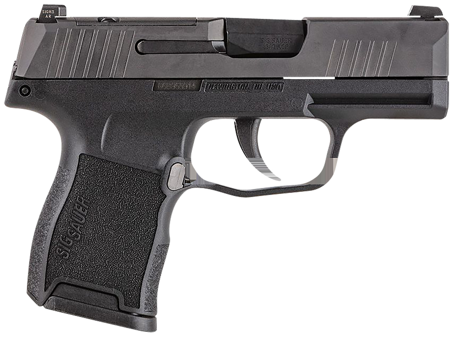 Sig Sauer 365380BSS P365 Micro-Compact 380 ACP 10+1 3.10" Black Carbon Steel Barrel, Black Nitron Optic Ready/Serrated Slide & Frame w/Sig Rail, Black Polymer Grips, Right Hand