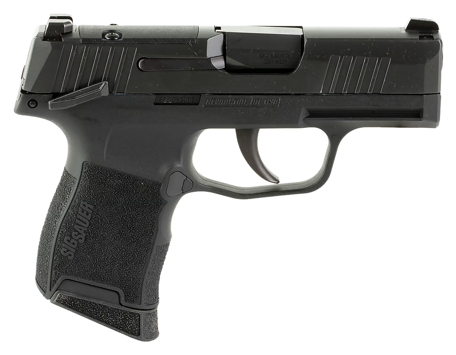 Sig Sauer 365380BSSMS P365 Micro-Compact 380 ACP 10+1 3.10" Black Carbon Steel Barrel, Black Nitron Optic Ready/Serrated Slide & Frame w/Sig Rail, Black Polymer Grips, Manual Safety, Right Hand