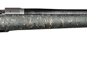 Christensen Arms 8010601500 Ridgeline 6.5 PRC 3+1 24" Carbon Fiber/Threaded Barrel, Natural Stainless, Green with Black/Tan Webbing Stock