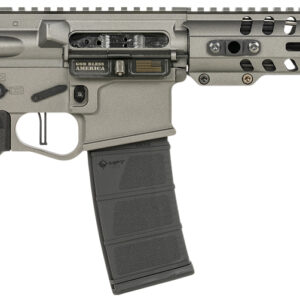 Patriot Ordnance Factory 01802 Minuteman Direct Impingement 5.56x45mm NATO Caliber with 10.50" Barrel, 30+1 Capacity, Tungsten Metal Finish, Buffer Tube Stock & Black MFT Grip Right Hand