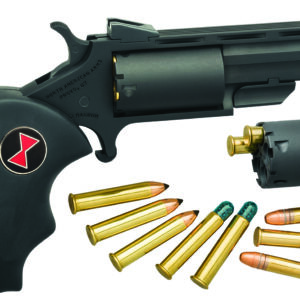 North American Arms BWCCRK Black Widow 22 LR or 22 WMR 5 Shot 2" Vent Rib Barrel, Overall Stainless Finish, Finger Grooved Black Rubber Grip & Fixed Sights Includes Cylinder