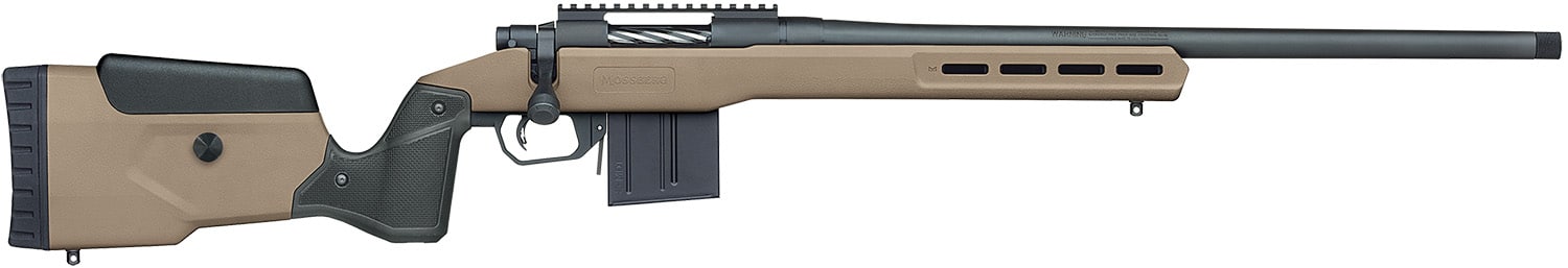 Mossberg 28149 Patriot LR Tactical 308 Win 7+1 24" Matte Blued Threaded Bull Barrel, Matte Blued Picatinny Rail MDT Oryx Tactical M-LOK Flat Dark Earth Synthetic Stock, Right Hand