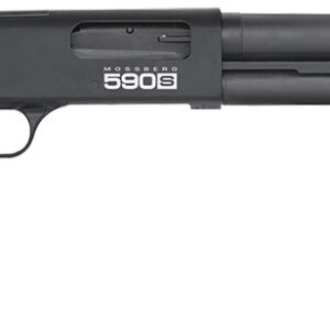 Mossberg 51605 590S 12 Gauge Pump 3" 9+1 18.50" Matte Blued Steel Barrel, Matte Blued Optic Ready Receiver, Fixed Black Synthetic Stock, Right Hand