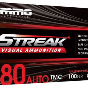 Ammo Inc 380100TMCSTRKRED50 Streak Visual (RED) 380ACP 100gr Total Metal Case 50 Per Box/20 Case