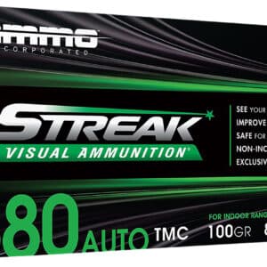 Ammo Inc 380100TMCSTRKGRN50 Streak Visual (GREEN) 380ACP 100gr Total Metal Case 50 Per Box/20 Case