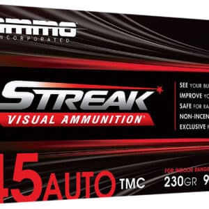Ammo Inc 45230TMCSTRKRED50 Streak Visual (RED) 45ACP 230gr Total Metal Case 50 Per Box/20 Case