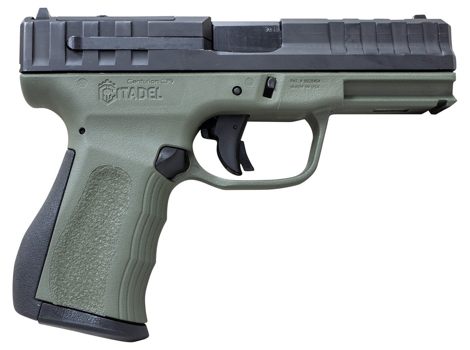 Citadel CITCP9ODG Centurion CP9 Compact Frame 9mm Luger 14+1, 4" Black Steel Barrel, Optic Ready/Serrated Steel Slide, OD Green Polymer Frame & Grip