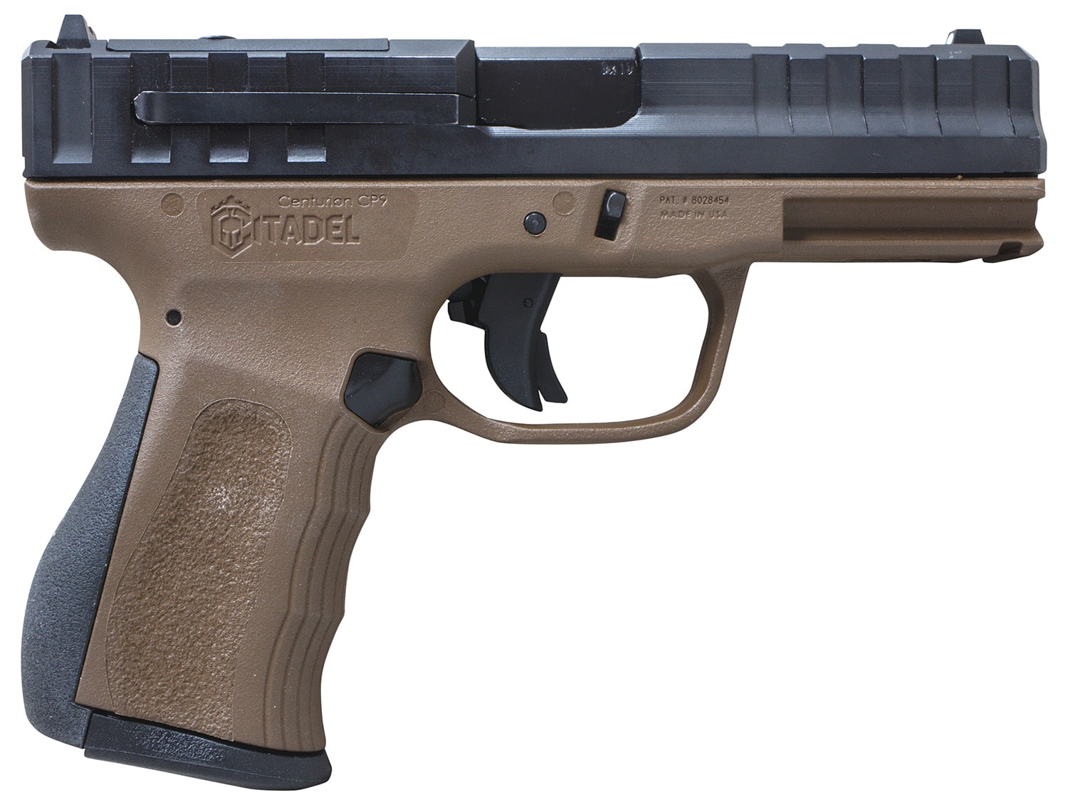 Citadel CITCP9BNZ Centurion CP9 Compact Frame 9mm Luger 14+1, 4" Black Steel Barrel, Black Optic Ready/Serrated Steel Slide, Bronze Polymer Frame & Grip