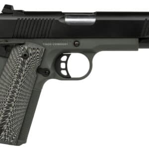 Tisas 10100802 1911 Yukon Full Size 10mm Auto 10+1 4.25" Stainless Steel Barrel, Black Cerakote Serrated Slide, Dark Gray Cerakote Steel Frame w/LPI Checkering & Beavertail, Black Sunburst G10 Grips