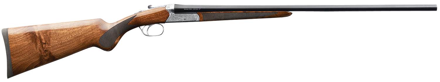 Charles Daly 930339 500  12 Gauge 3" 2rd 28" Gloss Blued Steel Side by Side Barrel, Engraved Silver Steel Receiver, Oiled Walnut Fixed Checkered Stock & Forend, Includes 5 Choke Tubes