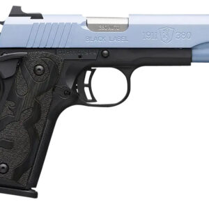 Browning 051989492 1911-380 Black Label Full Size Frame 380 ACP 8+1, 4.25" Matte Stainless Steel Barrel, Polar Blue Cerakote Serrated Aluminum Slide, Matte Black Polymer Frame w/Beavertail