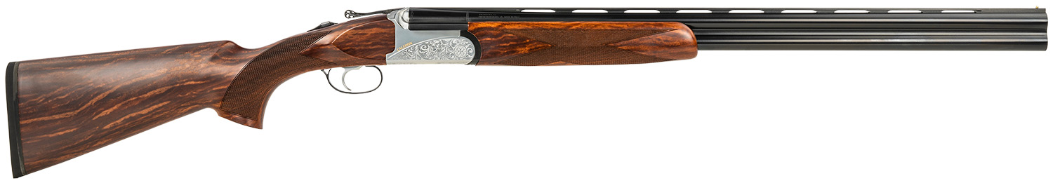 Fausti Usa, Inc 15602 Caledon 16 Gauge 2.75" 2rd 28" Blued Barrel, Engraved Stainless Rec, Wood Laser Grain Stock, Metallic Bead Sight
