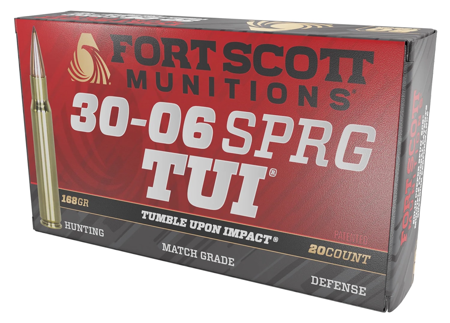 Fort Scott Munitions 3006168SCV Tumble Upon Impact (TUI) Rifle 30-06Springfield 168gr Solid Copper Spun 20 Per Box/10 Case