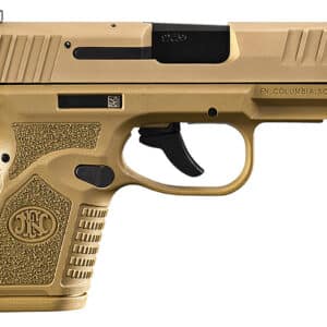 FN 66101413 Reflex Micro-Compact Frame 9mm Luger 10+1, 3.30" Black Target Crown Steel Barrel, Flat Dark Earth PVD Serrated Steel Slide, Flat Dark Earth Polymer Frame w/Picatinny Rail, Ambidextrous