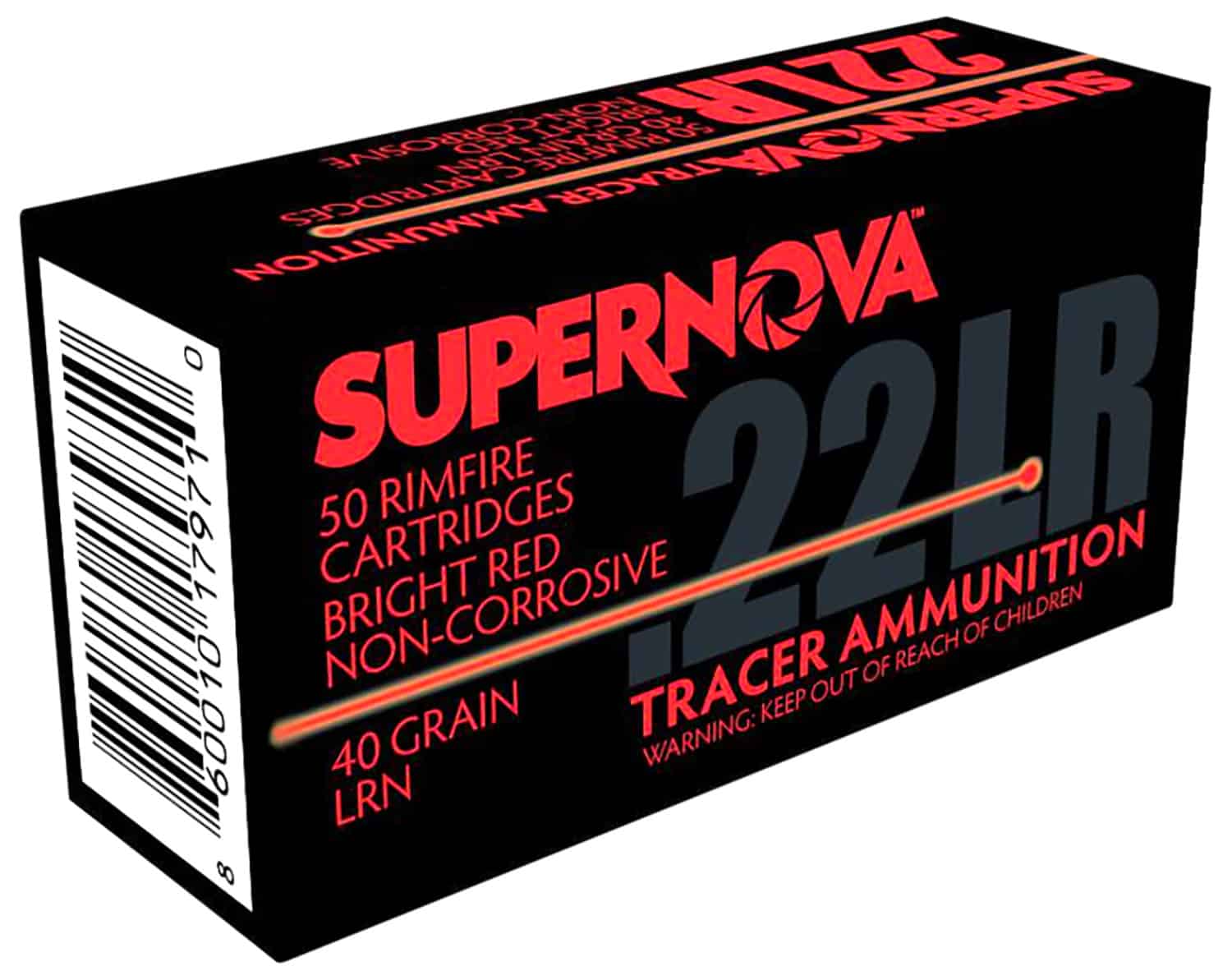 Supernova PMSN22LRR Red Tracer Non-Corrosive 22 LR 40 gr Lead Round Nose 50 Per Box/ 100 Cs