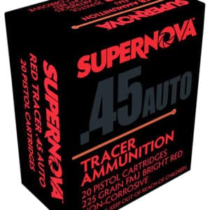 Supernova PMSN45ACR Red Tracer Non Corrosive 45 ACP 225 gr Full Metal Jacket 20 Per Box/ 50 Cs