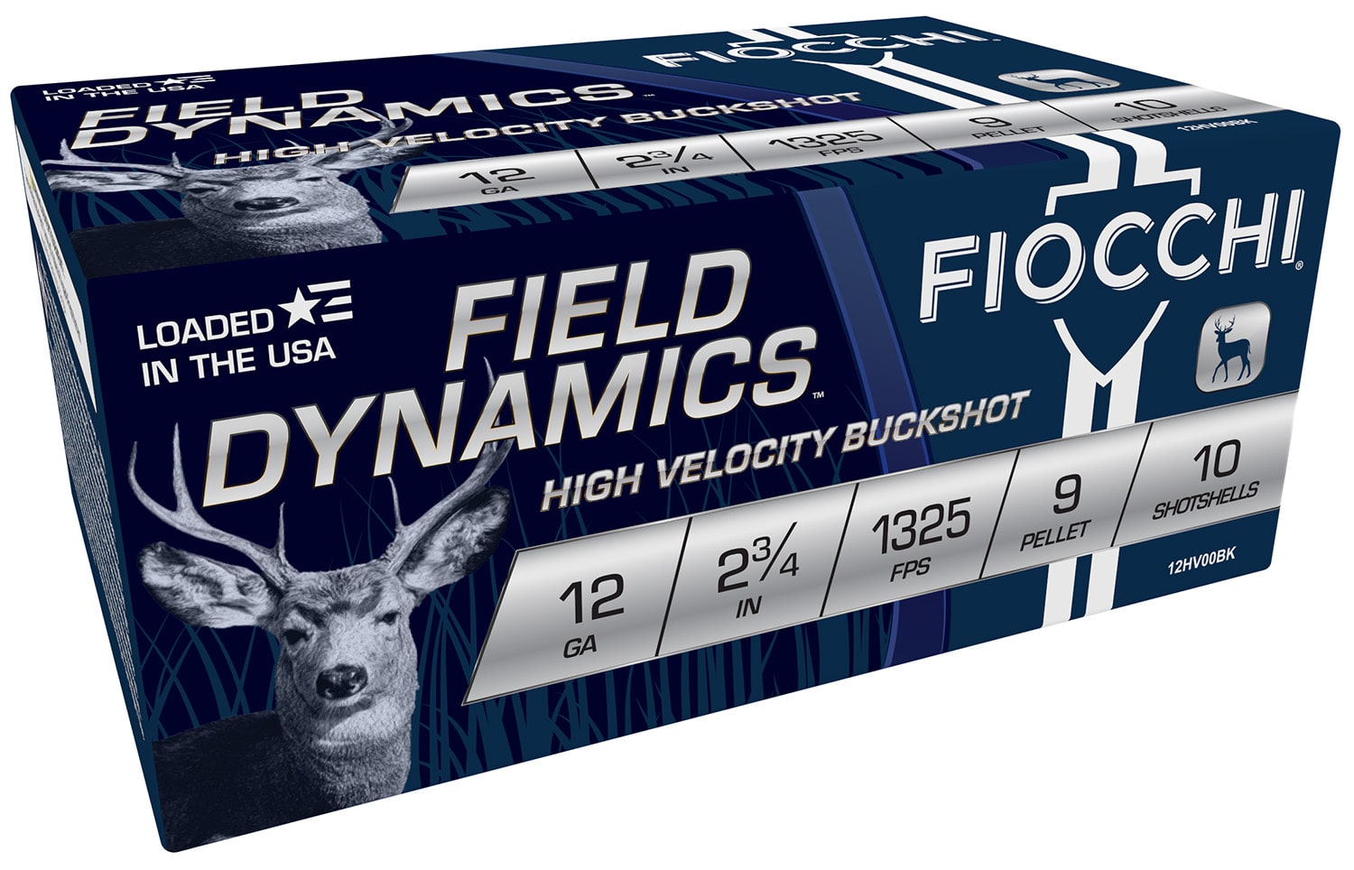 Fiocchi 12HV9P Field Dynamics 12Gauge 2.75" 9Pellets 00Buck Shot 10 Per Box/25 Case