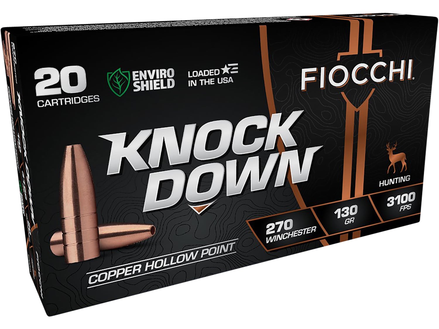 Fiocchi 270CHA Knock Down Enviro Shield 270Win 130gr Hollow Point 20 Per Box/10 Case