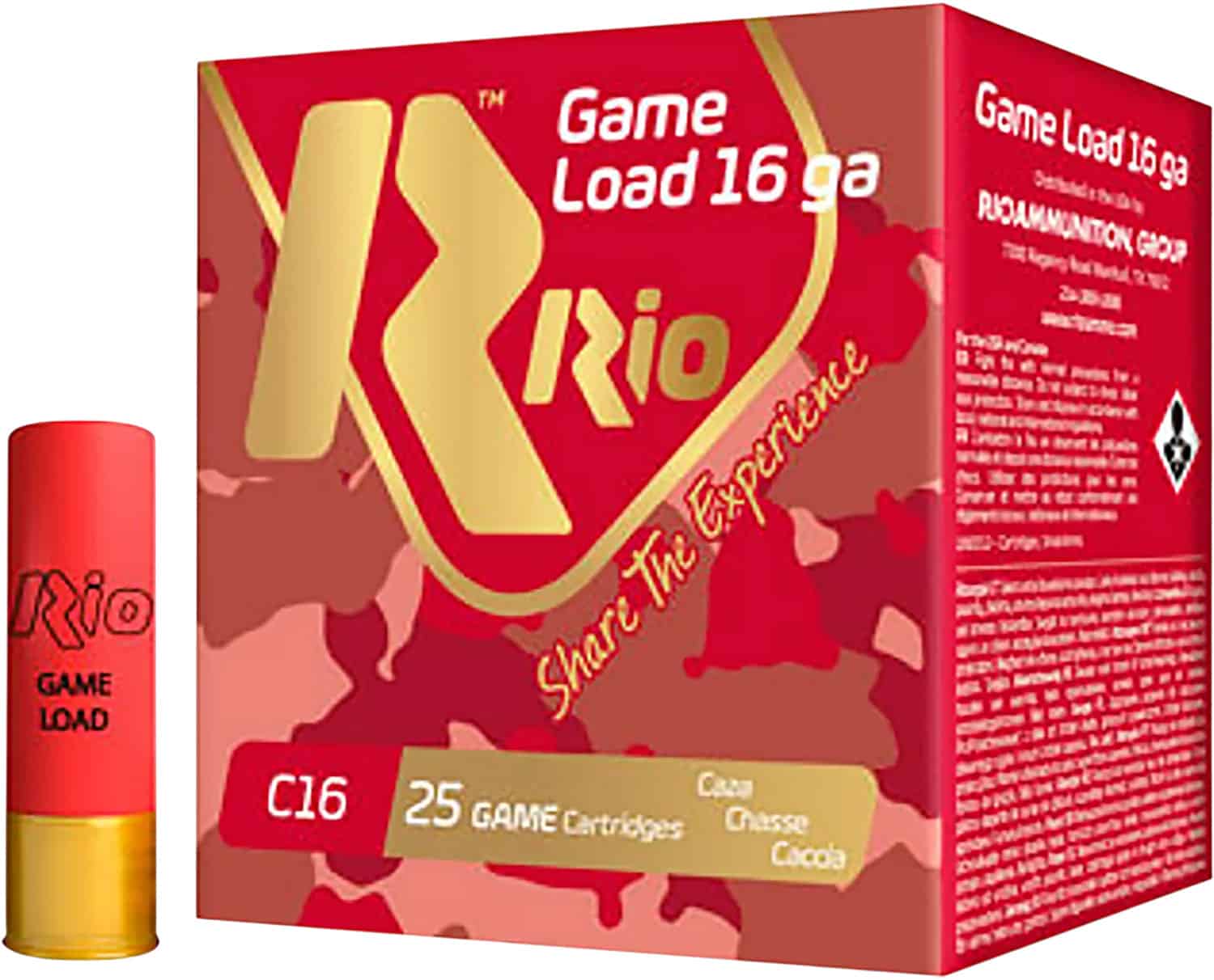 Rio Ammunition RCHV168 Game Load 16Gauge 2.75" 1 1/8oz 8Shot 25 Per Box/10 Case
