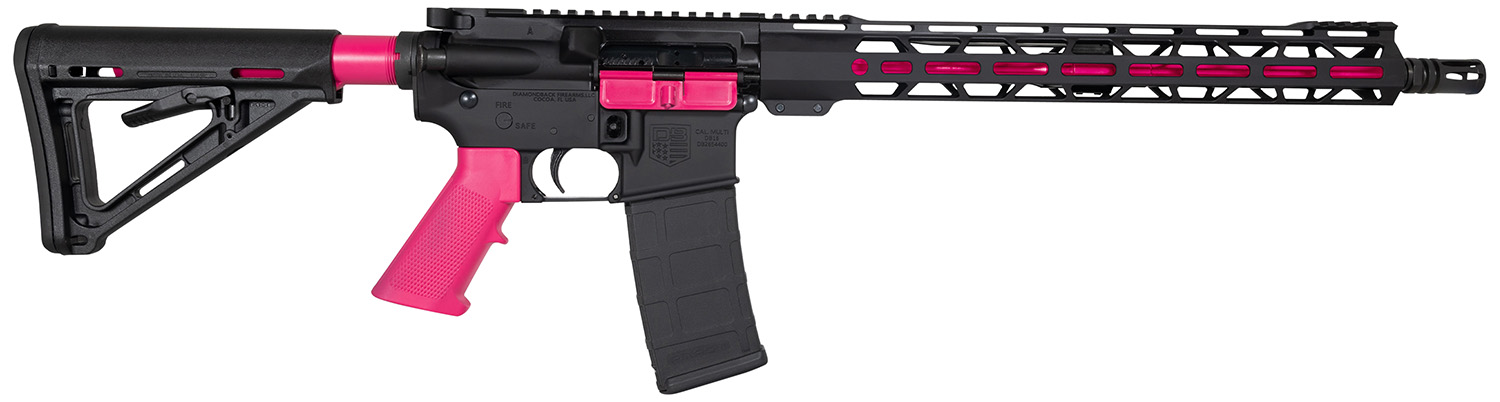Diamondback DB175AK591 DB15 5.56x45mm NATO 16" 30+1, Black with Prison Pink Accents, Carbon Lower, 15" M-Lok Handguard, Magpul Carbine Stock, A2 Grip
