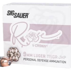 Sig Sauer E9MMA1ROSE20 Rose 9mm Luger 115gr V-Crown Jacketed Hollow Point 20 Per Box/10 Case