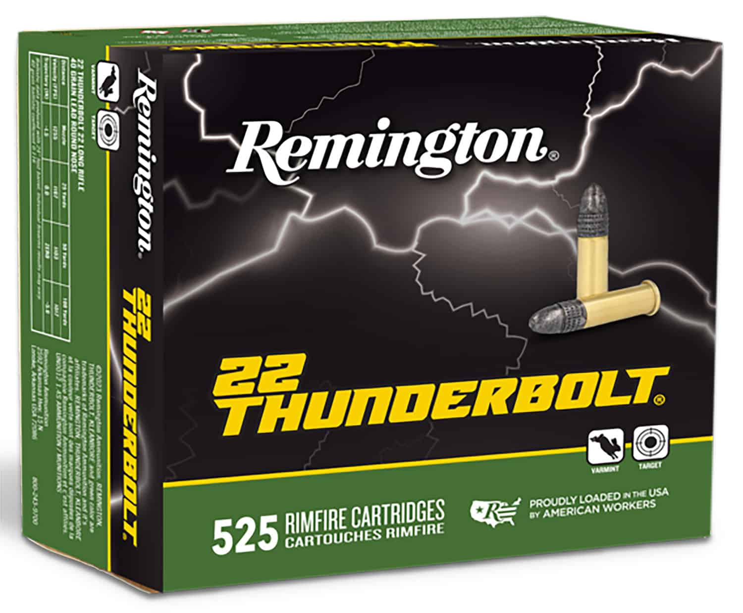 Remington Ammunition R21271 Thunderbolt Bulk 22LR 40gr Lead Round Nose 525 Per Box/12 Case