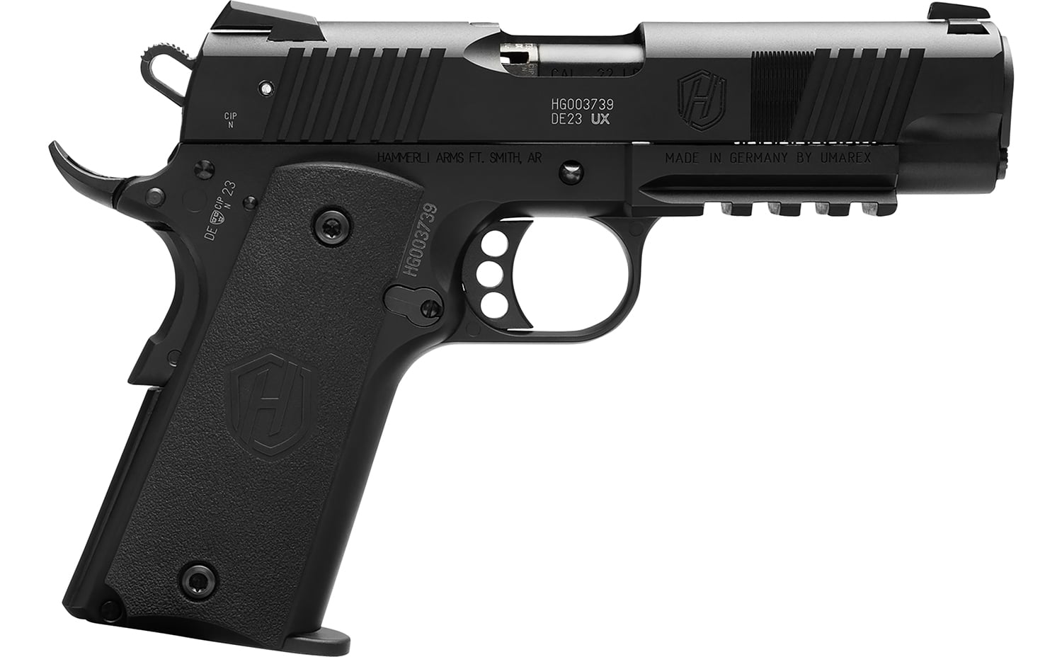 Hammerli Arms 5170502 Forge H1 Compact 22 LR 12+1 4.25" Matte Black Steel Threaded Barrel, Black Cerakote Serrated Slide, Black Aluminum Frame w/Beavertail, Black Polymer Grip