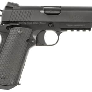 Girsan 392070 MC1911 C Untouchable Compact Frame 45 ACP 8+1 4.40" Black Steel Barrel, Black Serrated Steel Slide & Frame w/Beavertail & Picatinny Rail, Black Polymer Grip