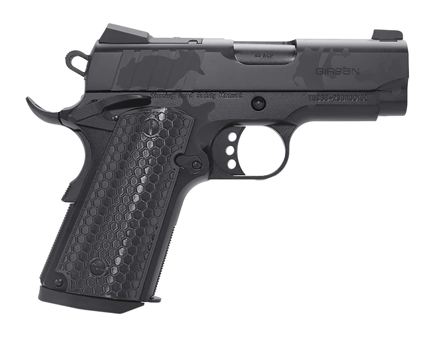 Girsan 391150 MC1911 SC Influencer Sub-Compact 9mm Luger 7+1 3 3.40" Black Steel Barrel, Black Camo Optic Ready/Serrated Steel Slide & Frame w/Picatinny Rail & Beavertail, Black Polymer Grip