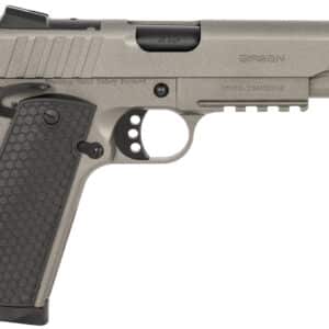 Girsan 391147 MC1911 S Influencer Full Size 45 ACP 8+1 5" Black Steel Barrel, Tungsten Gray Cerakote Optic Ready/Serrated Steel Slide & Frame w/Picatinny Rail & Beavertail, Gray Polymer Grip