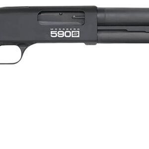 Mossberg 51607 590S Compact 12 Gauge Pump 3" 5+1 18.50" Matte Blued Stainless Steel Barrel, Black Drilled & Tapped Receiver, Adj LOP Black Synthetic Stock