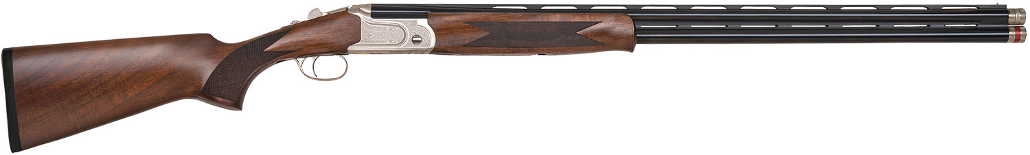 Mossberg 75482 Gold Reserve Full Size 20 Gauge Break Open 3" 2rd 30" Blue Polished Vent Rib Barrel, Silver Polished Engraved Stainless Steel Receiver, Fixed Black Walnut Stock, Right Hand