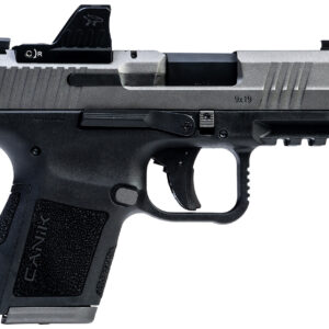 Canik Mete MC9 Sports South Exclusive 9mm Luger 15+1/12+1 3.18" Black Tenifer Cerakote Optic Ready/Serrated Steel Slide, Tungsten Cerakote Polymer Frame w/Picatinny Rail, MeCanik M01 Red Dot