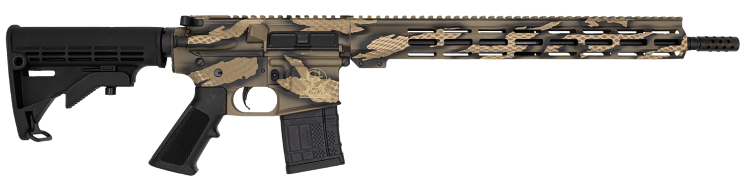 Great Lakes Firearms AR-15 223 Wylde 16" 30+1, Serpent Tan Camo Rec/15" Handguard, Black M4 Stock & A2 Grip, Muzzle Brake