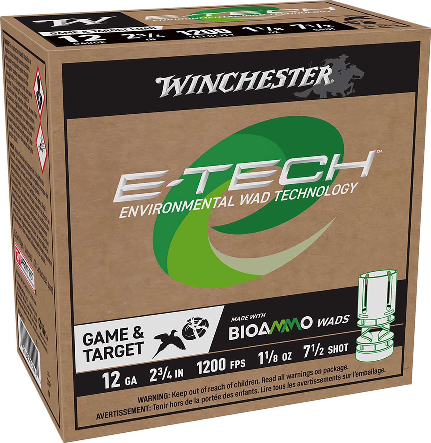 Winchester Ammo WCM127 E-Tech 12Gauge 2.75" 1 1/8oz 7.5Shot 25 Per Box/10 Case