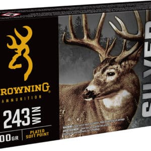 Browning Ammo B192602431 Silver 243Win 100gr Plated Soft Point 20 Per Box/10 Case
